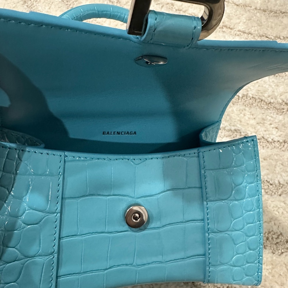 Balenciaga Turquoise Croc-Embossed Mini Bag - Picture 4 of 9
